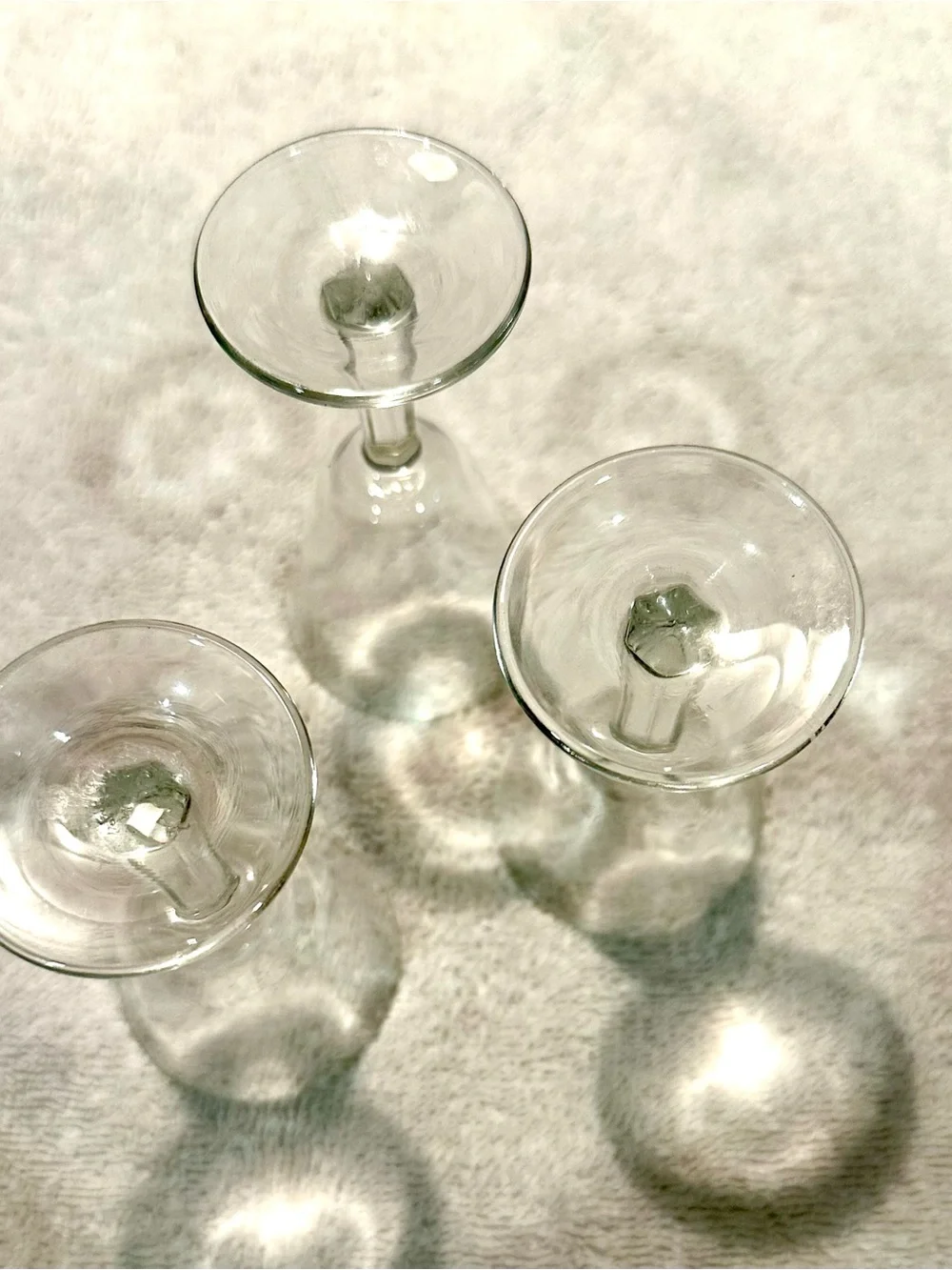 Clear Vintage Crystal Glass Stemware Wine Sherry Glasses - Set of 3  4” tall